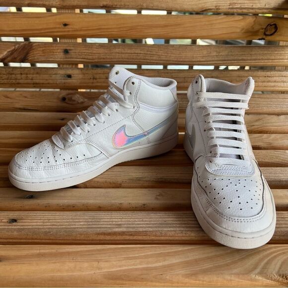Nike Court Vision Mid ‘White Iridescent’ Women’s Sneakers - Size 8.5 - Picture 7 of 14